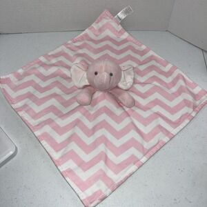 Carters Plush Pink White Chevron Stripe Elephant Plush Lovey‎ Security Blanket